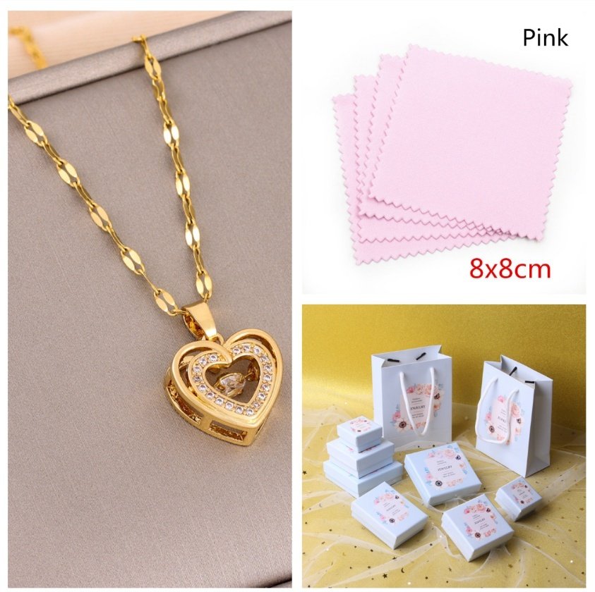 Double-layer Love Necklace With Rhinestones Titanium Steel Pendant Fashion Jewelry Woman Valentines Day Gift - Image 3