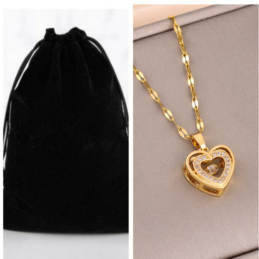 Double-layer Love Necklace With Rhinestones Titanium Steel Pendant Fashion Jewelry Woman Valentines Day Gift - Image 5